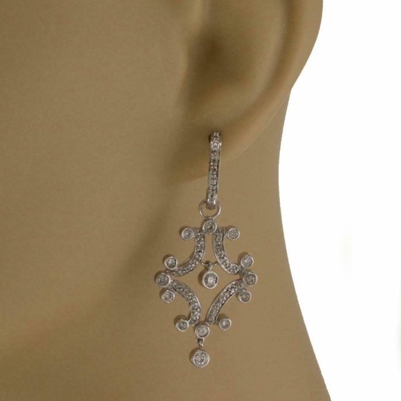 Stunning 2ct DiamondS 14k Gold Chandelier Earrings - Picture 2 of 5